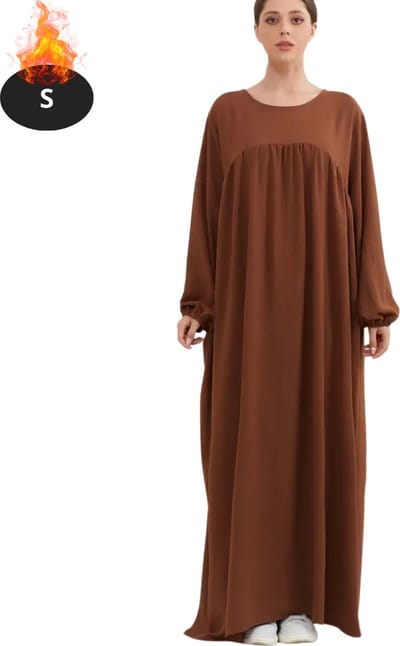 Bovista Islamitische Kleding - Djellaba Dames - Moslim Kleding - Arabisch Dames Kaftan - Alhamdulillah - Koffie S