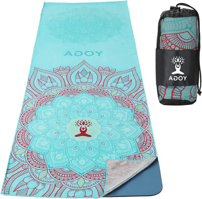 Yoga Handdoek Antislip voor Hete Yoga en Pilates - Sneldrogend met Hoekzak voor Gym en Buitenactiviteiten - Lotusprint Design
