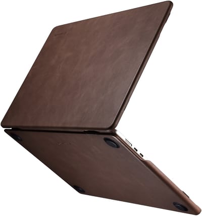 NorthLife Geschikt voor MacBook Air 15 inch (2023-2026) Leren cover hoes - case - Coffee