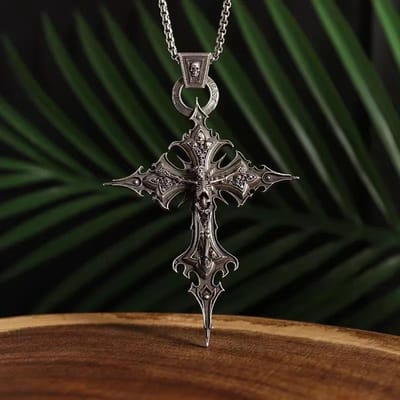 1 Stuk Gepersonaliseerde Retro Gotische Kruis Schedel Hanger Ketting, Europese en Amerikaanse Mode Overdreven Hanger black