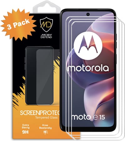 3-Pack MobyDefend Screenprotectors - Geschikt voor Motorola Moto E15 Case-Friendly Screensavers - Gehard Glas