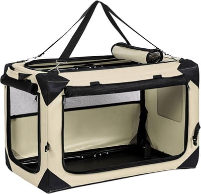 Honden Transportbox - Reismand Hond Puppy Bench - Veilig Vervoeren - Geen Installatie Frame - 50x35x35cm - Wit