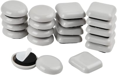 Set van 20 Stoelpootbeschermers, Zelfklevende Meubelglijders, Wit, Sterke Hechting, Vierkant en Rond, 2.5 x 2.5 cm, Bescherming tegen Krassen en Geluid