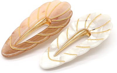 Haarsoires Haarspeld Duckklemmen 7cm – Open Bladvorm – Marmerprint – Bruin – Set van 2 - Haarclip - Haarklem - Makkelijk in Gebruik - Sterke Haarclip voor Styling & Dagelijks Gebruik - Hair Clip - Decoratieve Haaraccessoire
