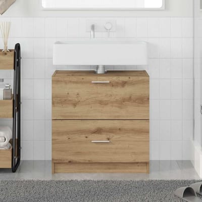 vidaXL - Badkamerkast - Artisan - Eiken - 59 - x - 37 - x - 59 - cm - Bewerkt - hout
