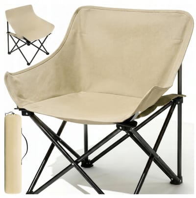 MOZY® - Inklapbare Kuipstoel - Beige - tot 120 kg - in Draagtas - Antislip - Campingstoel - Visstoel - Vissen - Vissersstoeltje