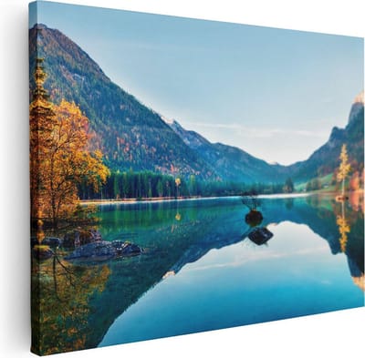 Artaza Canvas Schilderij Herfstlandschap - 40x30 cm - Klein - Wanddecoratie Bergen - Muurdecoratie Natuur - Kamer Accessoires Woonkamer