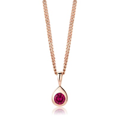 Miore Pure Collier Ketting Dames - Verguld Zilver - Met een Rode Robijn - Hypoallergeen - 45 cm