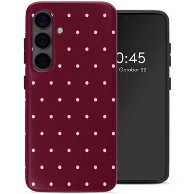 Selencia Hoesje - Geschikt voor Samsung Galaxy S24 - Backcover - Happy Dots Burgundy