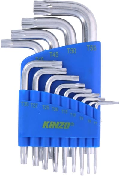 Kinzo Torx Set - Inbussleutelset 13-delig – T7-T55 – Magnetische Inbussleutels van Chroom Vanadium Staal