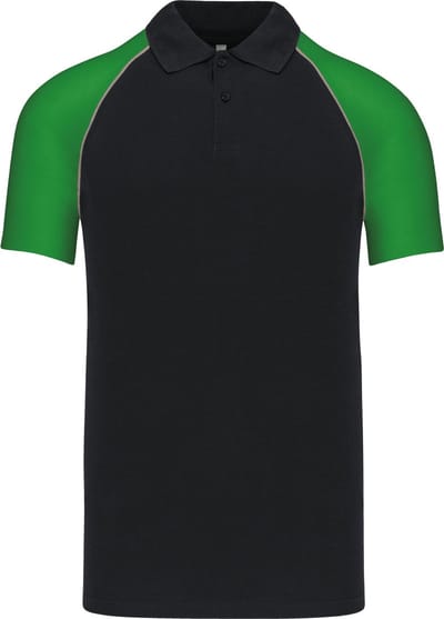 Herenpolo 'Baseball' korte mouwen Black/Green - M