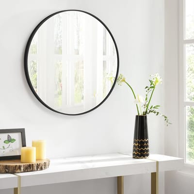 Bobbel Home - Metalen Spiegel Rond - 60 cm - Zwart