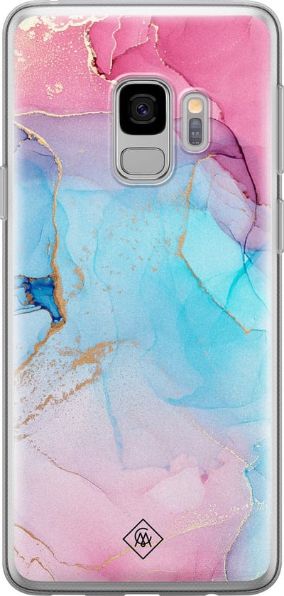 Casimoda® hoesje - Geschikt voor Samsung S9 - Marmer blauw roze - Backcover - Siliconen/TPU - Multi