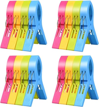 16 Stuks Grote Multicolor Kledingknijpers van Plastic, Winddichte Knijpers voor Handdoeken, Dekens en Wasgoed