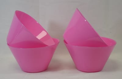 ZoeZo Design - 4 stuks - decoratie - schaal - roze - glas - serveerschaal - decoratieschaal - bloemenschaal - serviesschaal - H 9 x Ø 16 cm