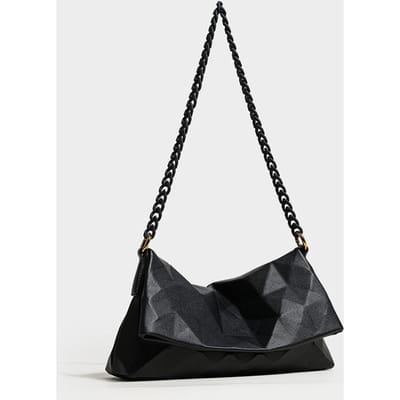 Mode Nieuwe Niche Geometrische Okseltas voor Dames Zomer Crossbody Tas Veelzijdige Schoudertas Diamanten Kettingtas black