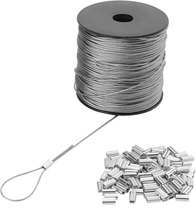 1 mm Roestvrijstalen Draadkabel 122 m met 100 Krimpklemmen – Duurzame 7x7 Streng Kern
