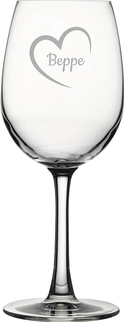 Gegraveerde witte wijnglas 36cl Beppe mei hert