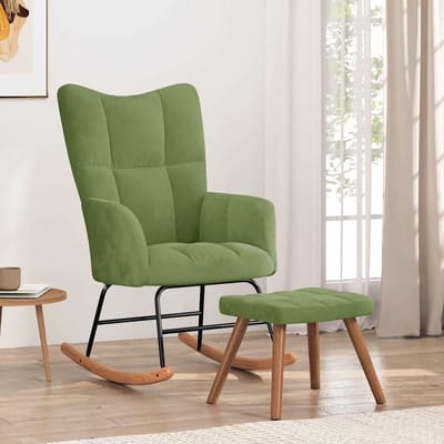 Schommelstoel met voetensteun - Relaxstoel fluweel - Ontspannen zitten - Stabiel stalen frame - 61 x 78 x 98 cm
