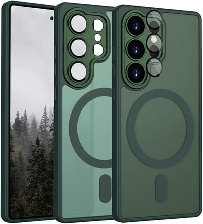 Hoesje Geschikt voor Samsung Galaxy S26 Ultra - Groen - Casemania Matte Armor Magnetische Back Cover - Geschikt voor MagSafe Telefoonhoesje - Val/Stoot Bescherming met Camera Protection