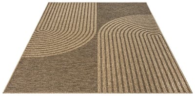 Vloerkleed Kenzy – Geschikt voor Binnen en Buiten – Natuurlijk Lijnpatroon – Beige Bruin-120 x 170 cm