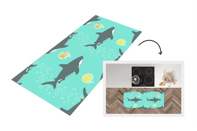 Keukenloper - Loper keuken - Patronen - Water - Haai - 120x50 cm - Keukenloper vinyl
