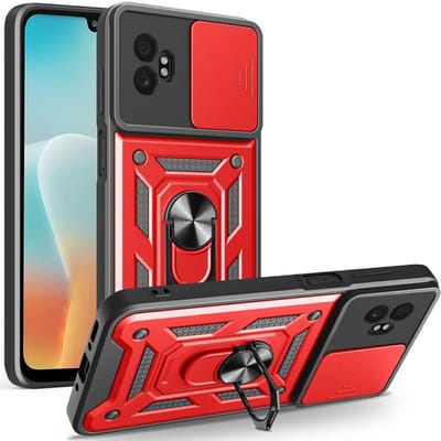 Coverup Hoesje - Geschikt voor Samsung Galaxy Xcover 7 Pro Hoesje - Coverup Armor Ring Kickstand Back Cover met Camera Shield - Rood