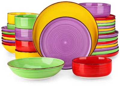 Valenza Serviesset Belloré - 32 delig - 8 persoons - Rainbow - Dinerborden - Bordenset - Diepe borden - Ontbijtborden - Servies - Keukenservies