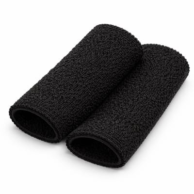 Benza - Polszweetband - Set van 2 - Zwart 15 x 8 cm – Badstof Zweetband – Absorberend – Sport Polsband voor Fitness, Hardlopen, Tennis & Padel