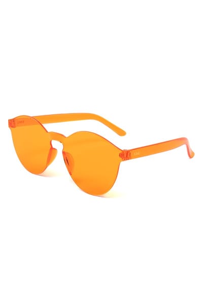 KIMU® Zonnebril Larry - Zonder Montuur - Oranje Glazen - Retro Kunststof Montuurloos Holland Voetbal Nederland Koningsdag Festival