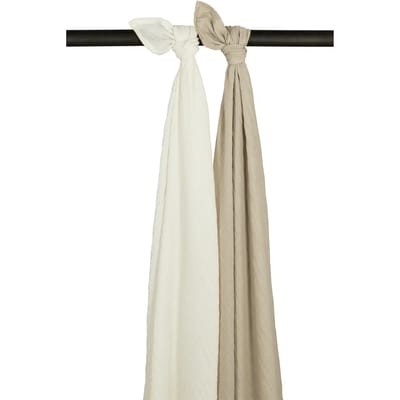Meyco Baby Uni swaddle - 2-pack - pre-washed hydrofiel - offwhite/sand - 120x120cm