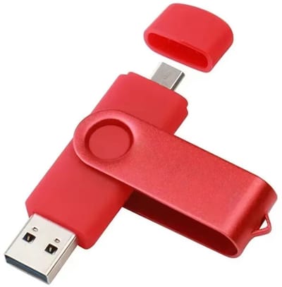 3-in-1 USB Stick 128GB – OTG Pen Drive Micro USB, Type-C & USB 3.0, Draaibare Flash Drive, Echte Capaciteit Memory Stick, Geschikt voor Smartphone, Tablet & PC-ROOD
