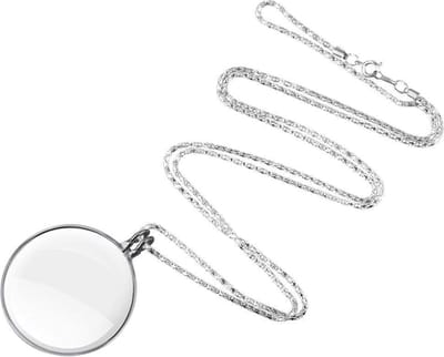 Vergrootglas aan ketting - Loep met 5x vergroting - Monocle - Zilver kleur