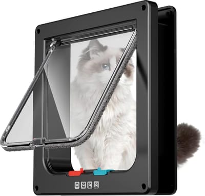 PLAY IT Kattenluik met Tunnel Zwart 20x19x5.5cm - 4 Vergrendelingsstanden