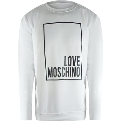 Love Moschino Heren Box Logo Sweatshirt (Wit)