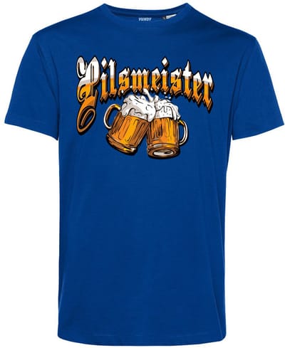 T-shirt Pilsmeister | Carnavalskleding heren dames | Oktoberfest | Foute Party | Blauw | maat XS