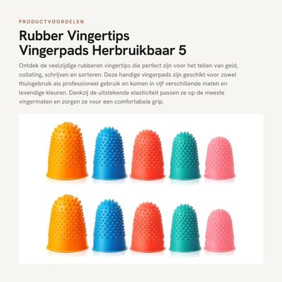 Dailygoods- Vingertips 10 Stuks - Dikke Rubber Vingerpads - Herbruikbare Grip - 5 Maten/Kleuren - Hoge Temperatuurbestendigheid - Positieve Grip - Vingertop