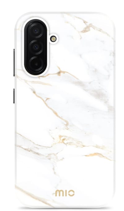 Mio by Mobilize Hoesje geschikt voor Samsung Galaxy A26 MagSafe Telefoonhoesje Hardcase | Mio by Mobilize Backcover | Geschikt voor MagSafe | Geschikt voor Draadloos Opladen met Magnetische Ring | Geschikt voor MagSafe Case - White Marble | Wit