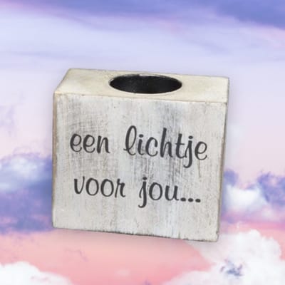 Waxinehouder 'Een lichtje voor jou' - 7x9 cm - wit