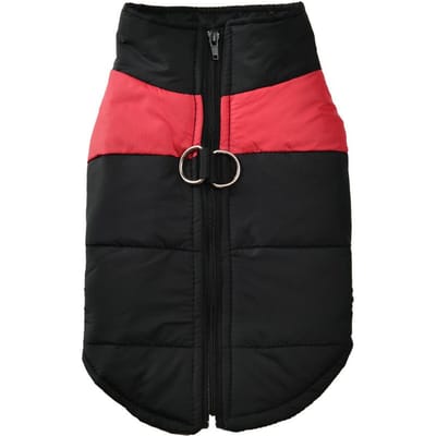 Veste pour chien Automne Hiver avec Anneau en D pour Chiens Petits Grands Chat Chien Chiot Chaud Imperméable Fermeture Éclair Vêtements Labrador Yorkies Costumes pour Animaux (Red,2XL) rouge
