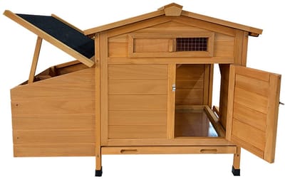 Kippenhok Op Poten - Houten Kippenhok - Verhoogd Kippenhok-Dierenverblijf – Legnest –Roofdierbestendig – Mestlade - Makkelijk Schoon - Tuin - 104x60x71,5cm- 1 Stuk-Hout