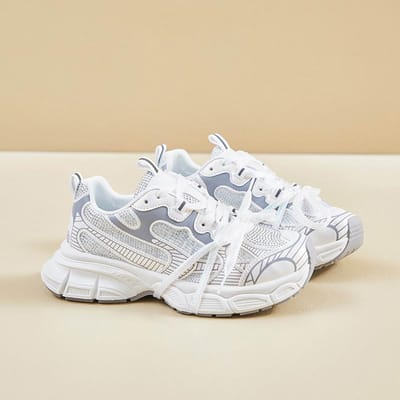 Lente en Zomer Nieuwe Papa Schoenen Dames Casual Veterschoenen Studentenschoenen Dikke zool Retro Ademend Mesh Lichtgewicht Sportschoenen 40 beige