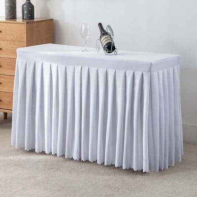 Rechthoekig tafelkleed Conferentie Tentoonstelling Effen tafelkleed Elegante tafelrok Voor Bruiloft Banket Feest Bureau Decor 120x40x75cm wit