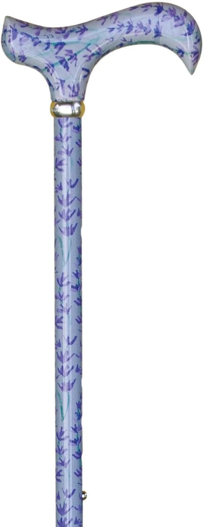 Classic Canes Wandelstok verstelbaar - Lavendeltakjes - Lengte 73 tot 95 cm - Aluminium - Derby handvat - Gewicht 265 gram - Diameter wandelstok 16 mm - Wandelstokken - Voor heren en dames - Uitschuifbare wandelstok