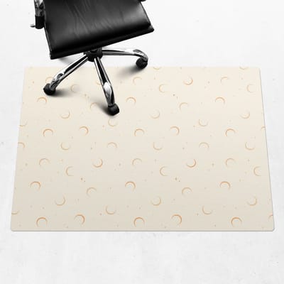 Wallfluent - Vloerbeschermer Manen En Sterren - 140x100 cm - Romig Bureaustoel Vloerbeschermer - Rechthoekig - Vloerbeschermer PVC-Computer Stoel Mat-Kantoordecoraties - Boho-patroon