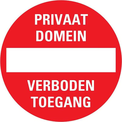 Pickup bord rond diameter 18 cm - Privaat domein Verboden toegang