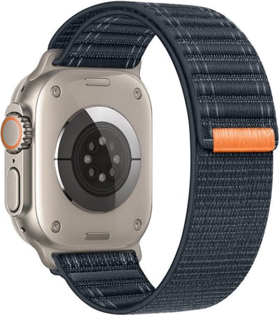 Nylon bandje - geschikt voor Apple Watch 1/2/3/4/5/6/7/8/9/10/11/ SE (1,2,3) met maat 38 mm / 40 mm / 41 mm en 42 mm (Watch 10/11) - blauwgrijs