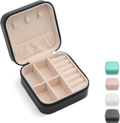 Kleine Sieradendoos - Mini sieraden reisdoos - Etui - Sieradendoos - Juwelendoos - Kleine reis draagbare displaydoos- Opbergbox - Doos - Opbergdoos - Mini opbergdoos - Perfect voor ringen, oorbellen, kettingen en cadeaus - Zwart