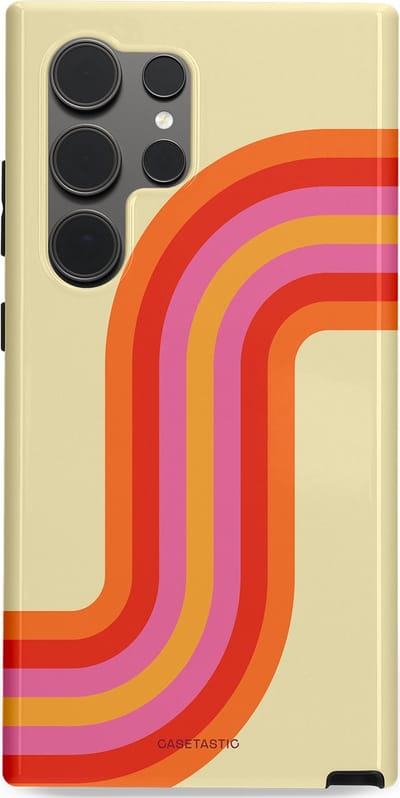 Casetastic hoesje geschikt voor Samsung Galaxy S24 Ultra - Dubbellaagse bescherming - Retro bocht - Fashion Case - Zand Rood Oranje Roze