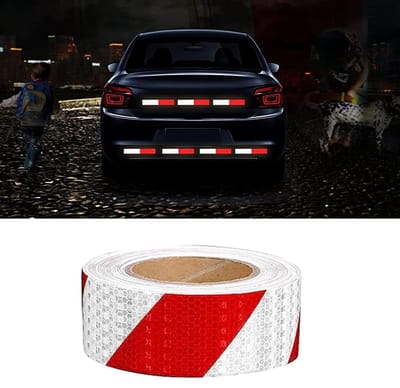 Reflecterende Tape voor Veiligheid, Waterdichte Zelfklevende Waarschuwingsband, 10 m x 5 cm, Rood/Wit, Ideaal voor Auto's, Fietsen en Bouwplaatsen